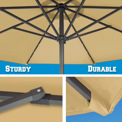 Strong Camel 9' Aluminum Solar Powered Patio Umbrella 24 LED Light Parasol Sunshade with Crank (Burgundy)   568556287